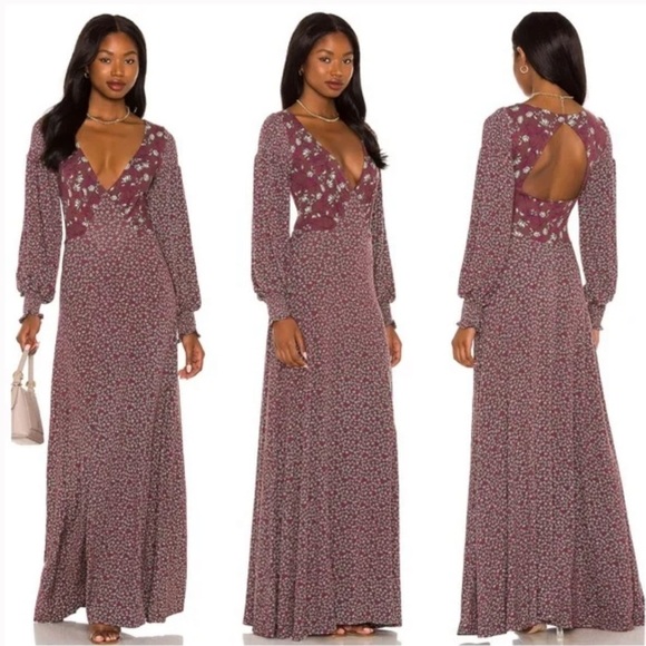 Free People love story maxi dress in winter mixed floral SXS 198$ - Picture 7 of 15
